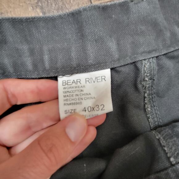 Bear River Workwear Double Knee Carpenter Baggy Loose Gray Pants Mens 40x32 - Picture 2 of 12